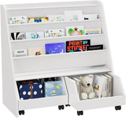 Kids Bookshelf,Toddler Bookcase Toy Bin with 2 Drawers 3 Sling Pockets