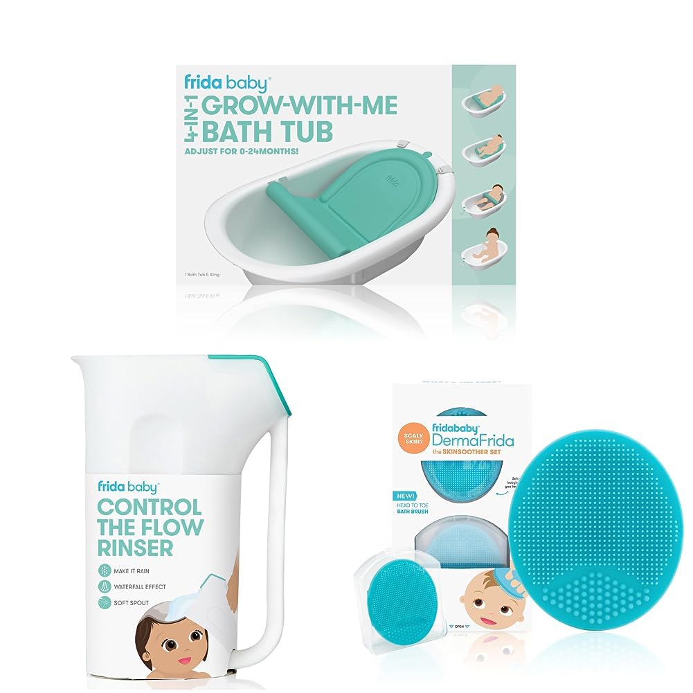Frida Baby 4-in-1 Grow-with-Me Bath Tub & Control The Flow