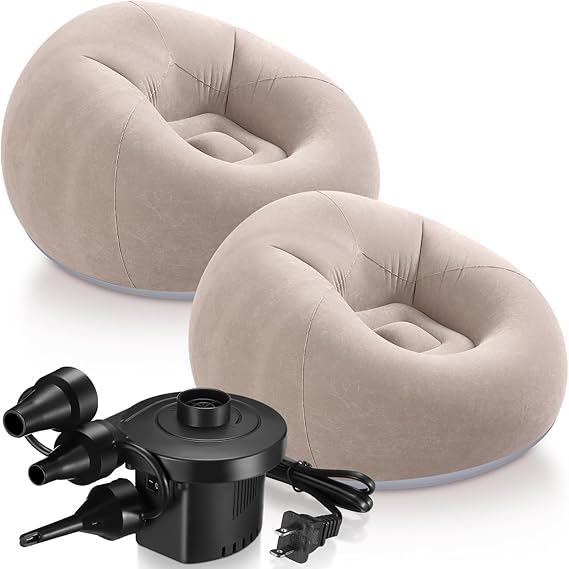 2 Pcs Inflatable Bean Bag Chairs with Electric Air Pump