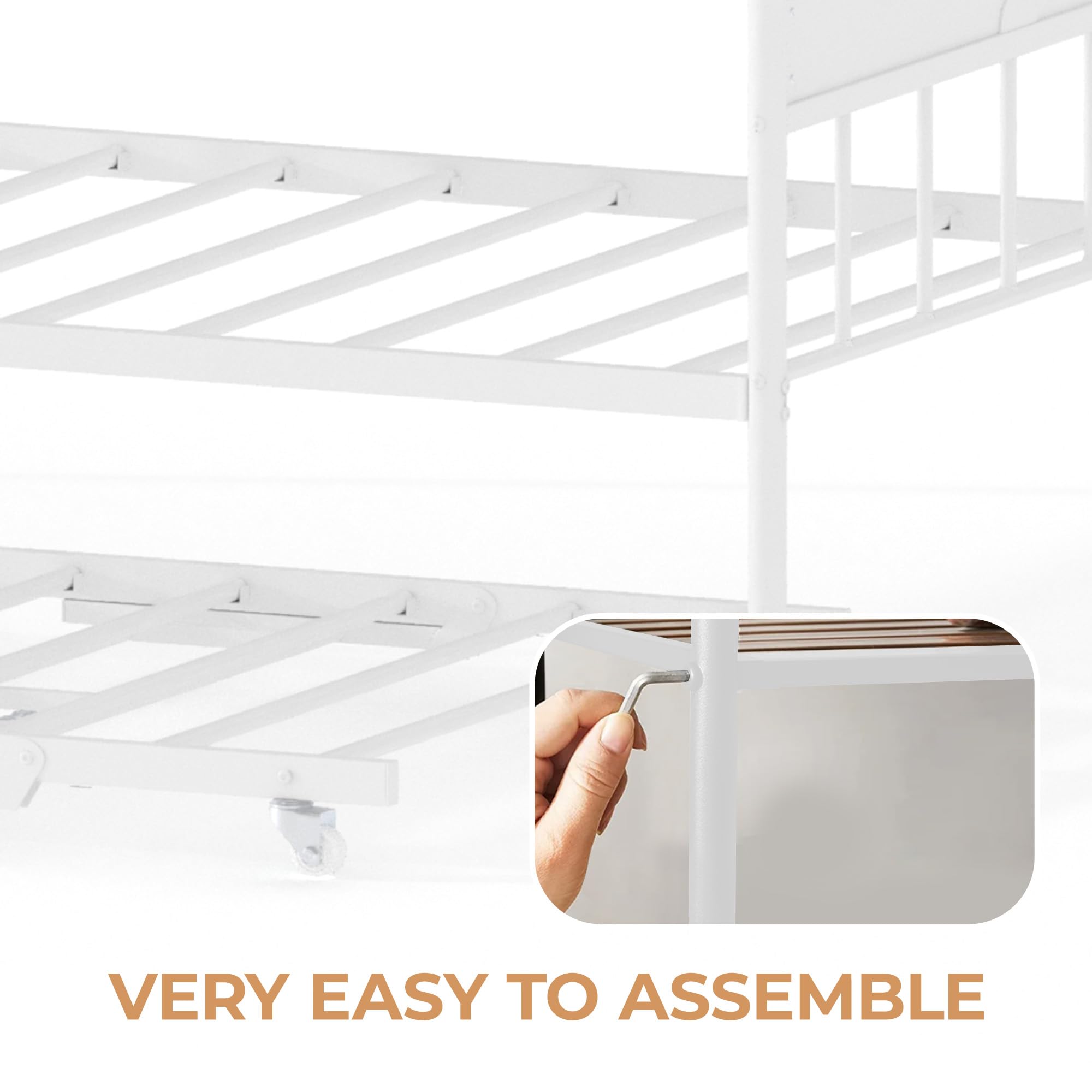 Twin Daybed with Trundle and Lockable Casters