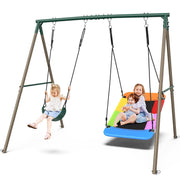 Swing Sets for Backyard with 45" Platform Saucer Swing and Belt Swing