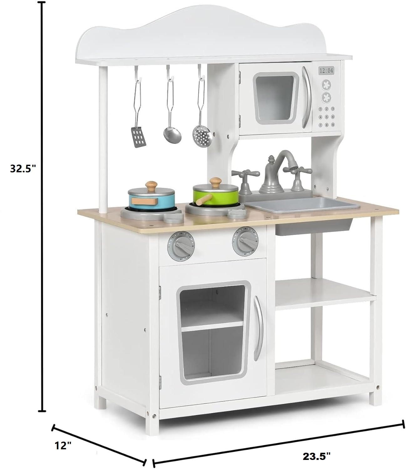 Wooden Kids Kitchen Playset with Sink and Stove