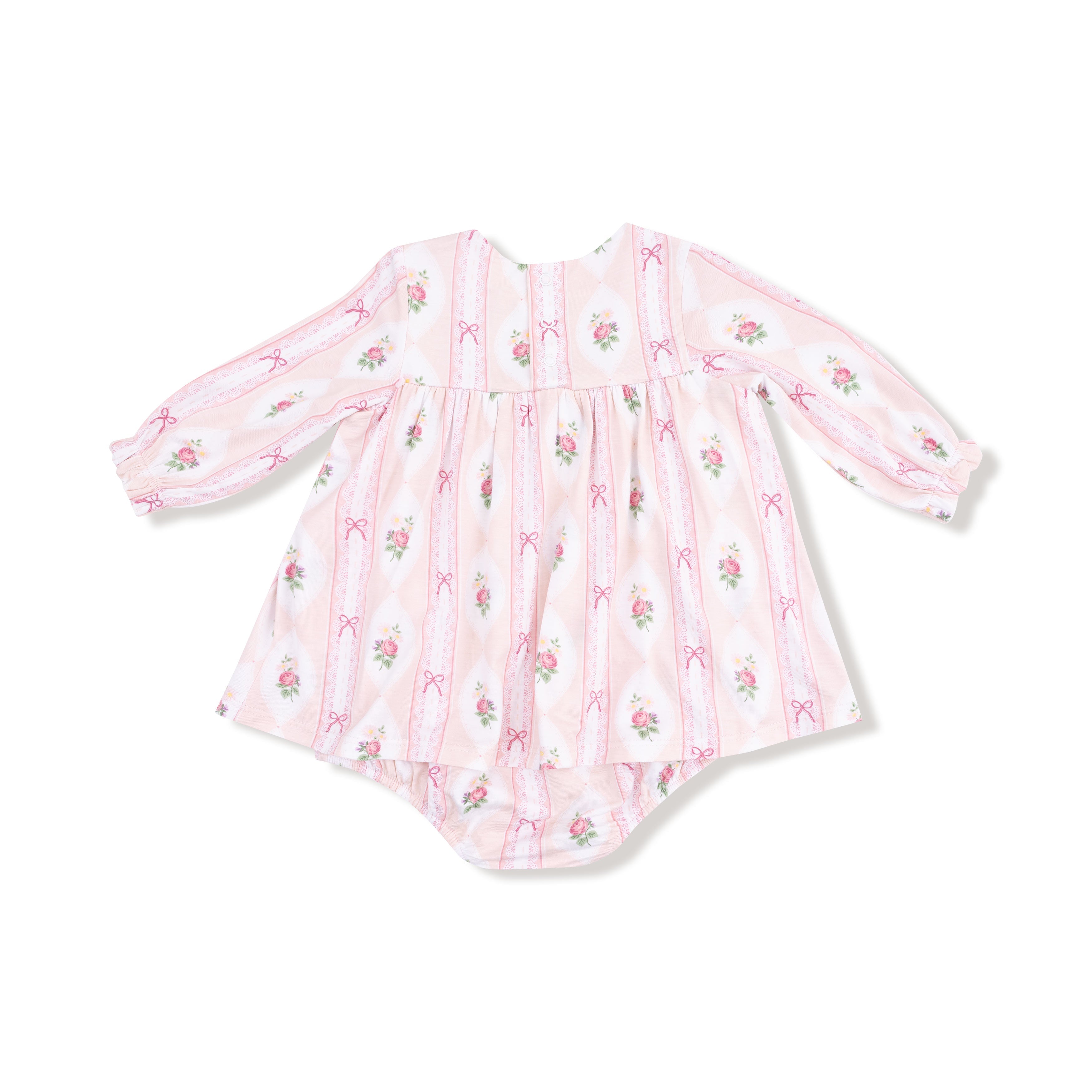 Ogee Lace Floral - Long Sleeve Smocked Ruffle Bubble with Skirt