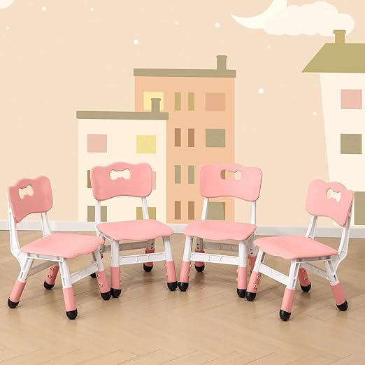 4 Piece Kids Chair Set 3 Levels Adjustable Stackable Kids Chairs Ideal
