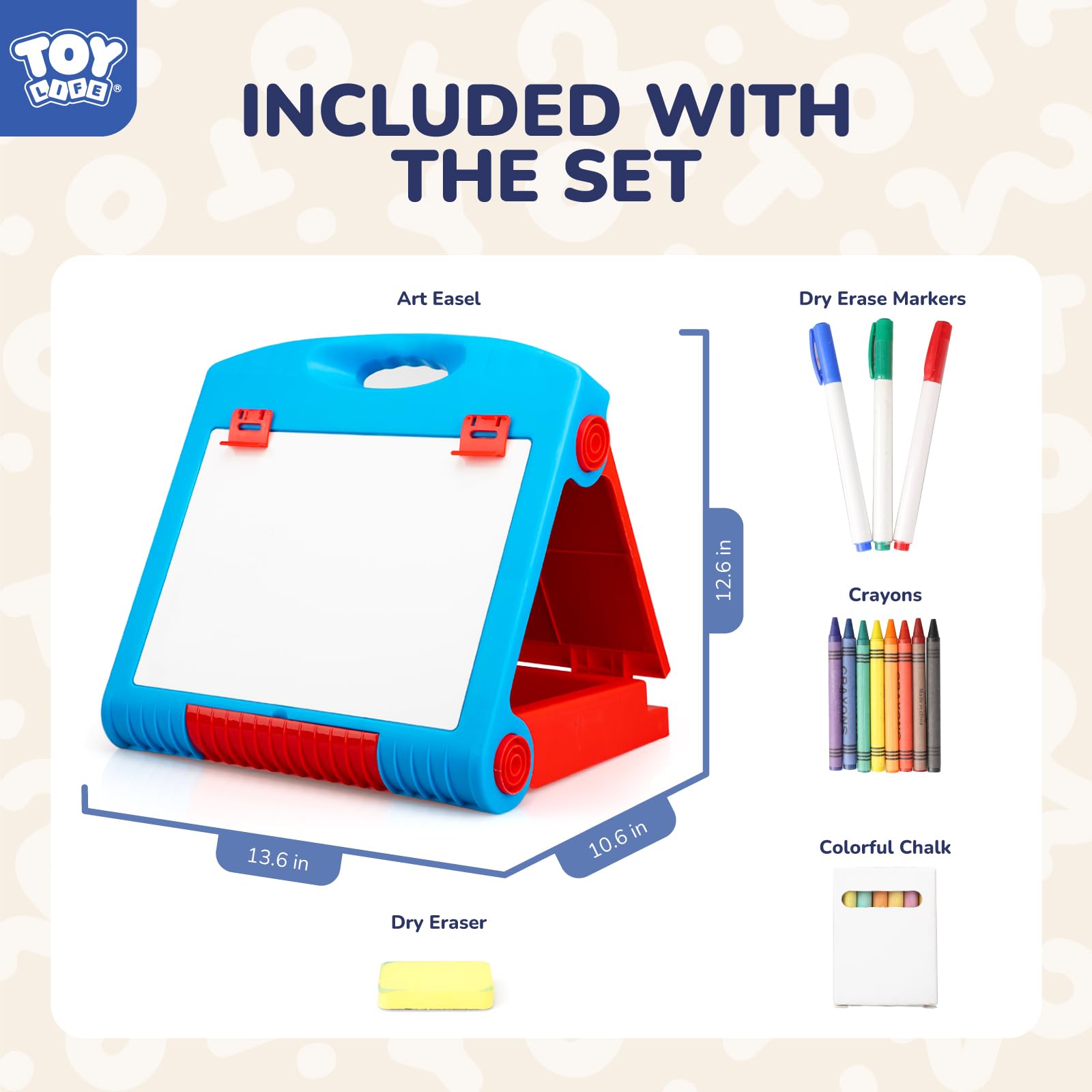 Tabletop Art Easel for Kids 3-in-1 Chalkboard Whiteboard Set