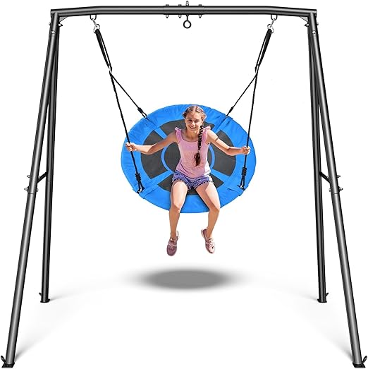440lbs Swing Set with 40 Inch Saucer Tree Swing and Heavy Duty A-Frame