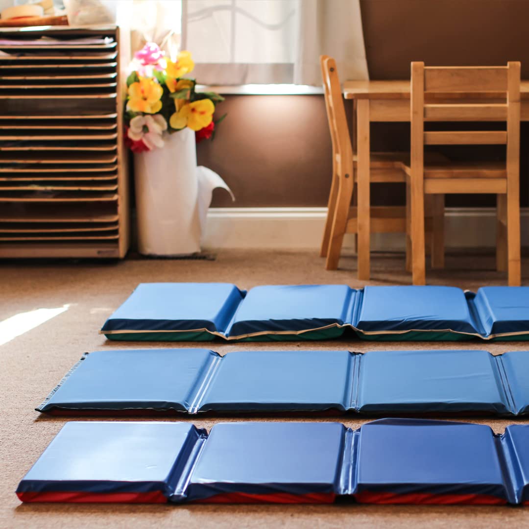 Heavy-Duty Nap Mat, Blue/Teal Vinyl Kids mat (2 inch)