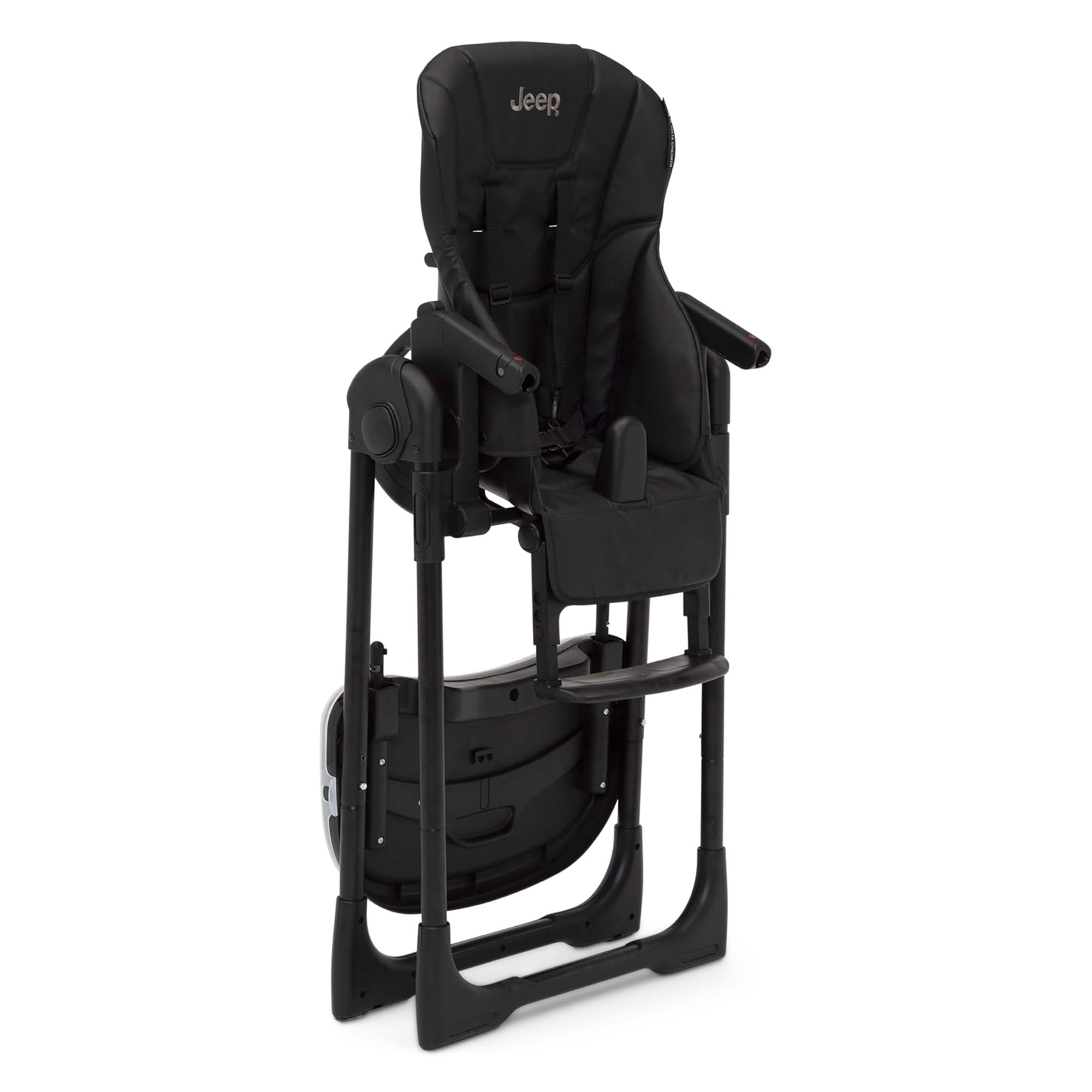 Jeep by Delta Children Classic Convertible 2-in-1 High Chair for Babies and Toddlers with Adjustable Height, Recline & Footrest - Dishwasher Safe Meal Tray, Black