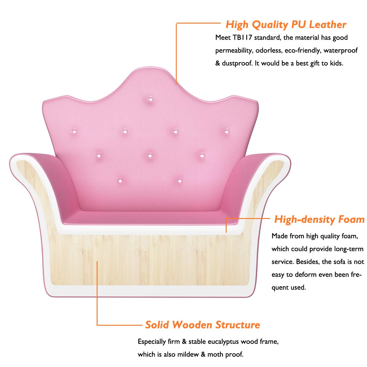 Princess Sofa with Ottoman for Kids