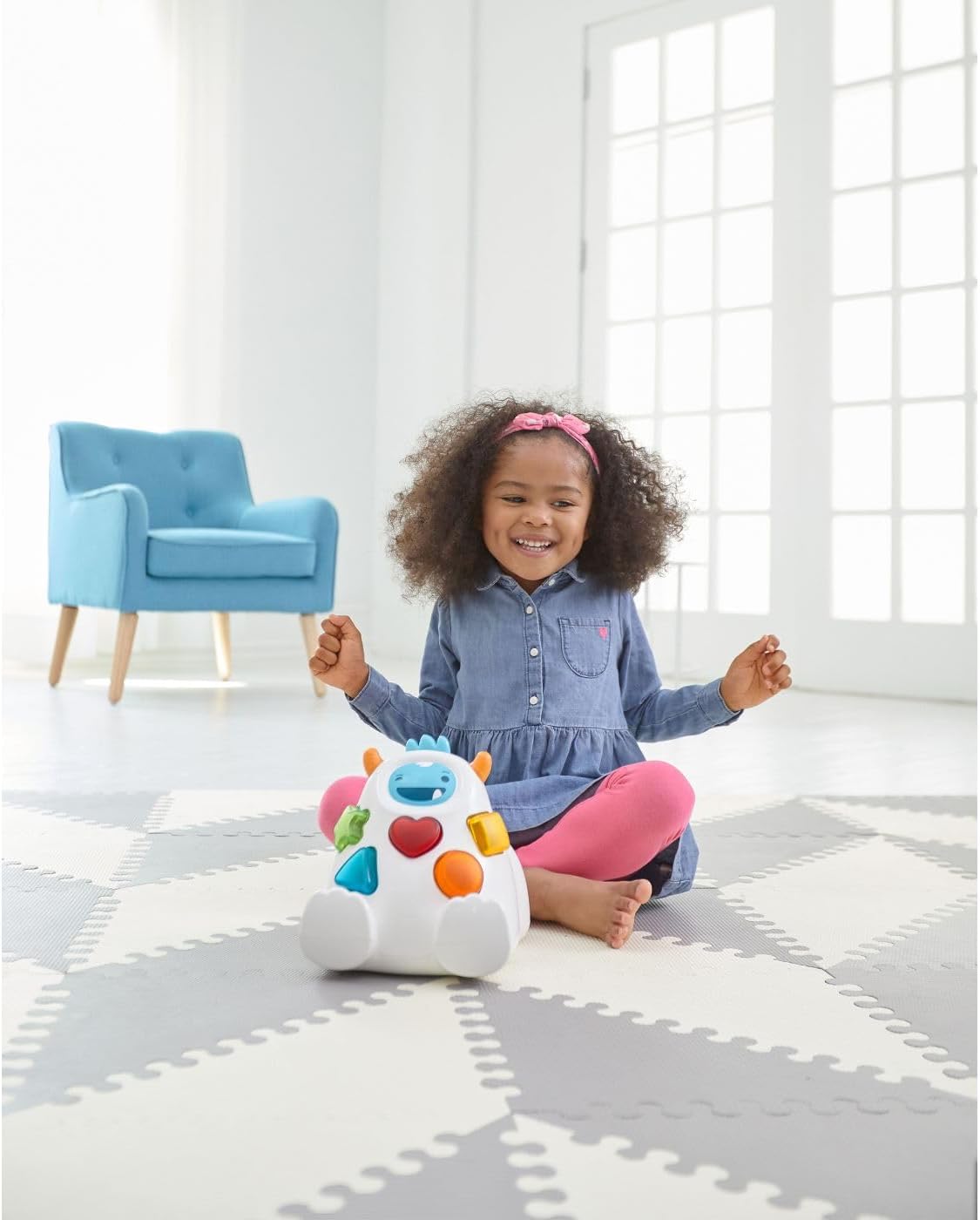 Interlocking Foam Floor Tiles, 70" x 56", Playspot, Grey/Cream