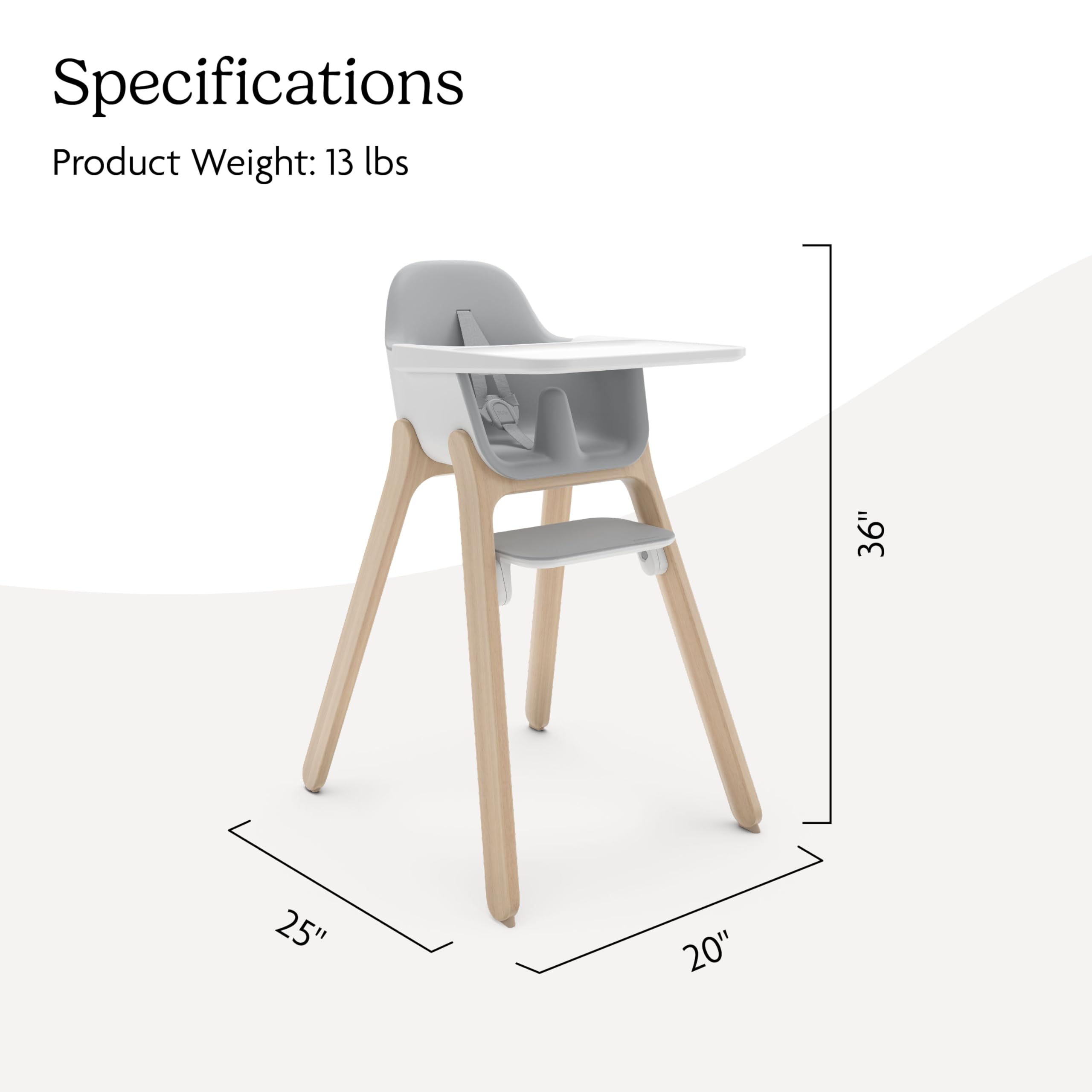 Modern High Chair with Adjustable Tray and Rotating Footrest