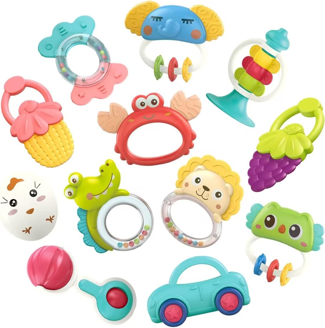 Baby Toys 6 to 12 Months, 12PCS Rattle Baby Teething Toys
