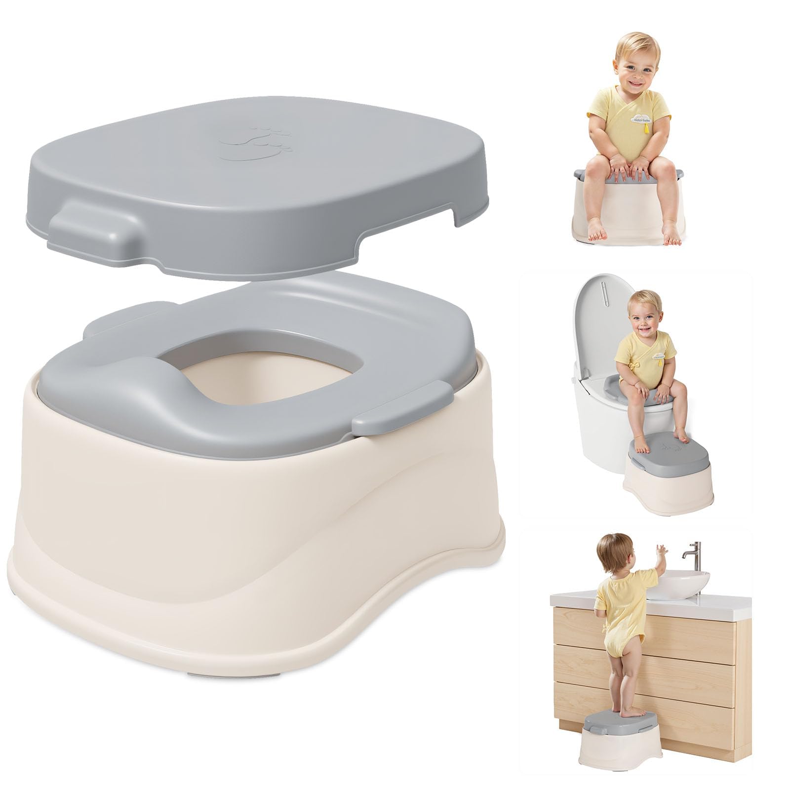 3-in-1 Potty Training Toilet, Upgrade Potty Training Seat & Toddler Step Stool, Detachable Toilet for Toddlers, Perfect for Boys and Girls