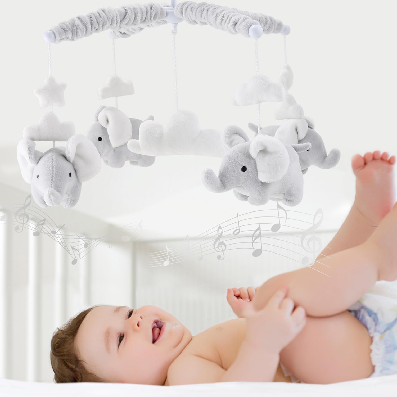 Musical Elephant Crib Mobile with 12 Lullabies