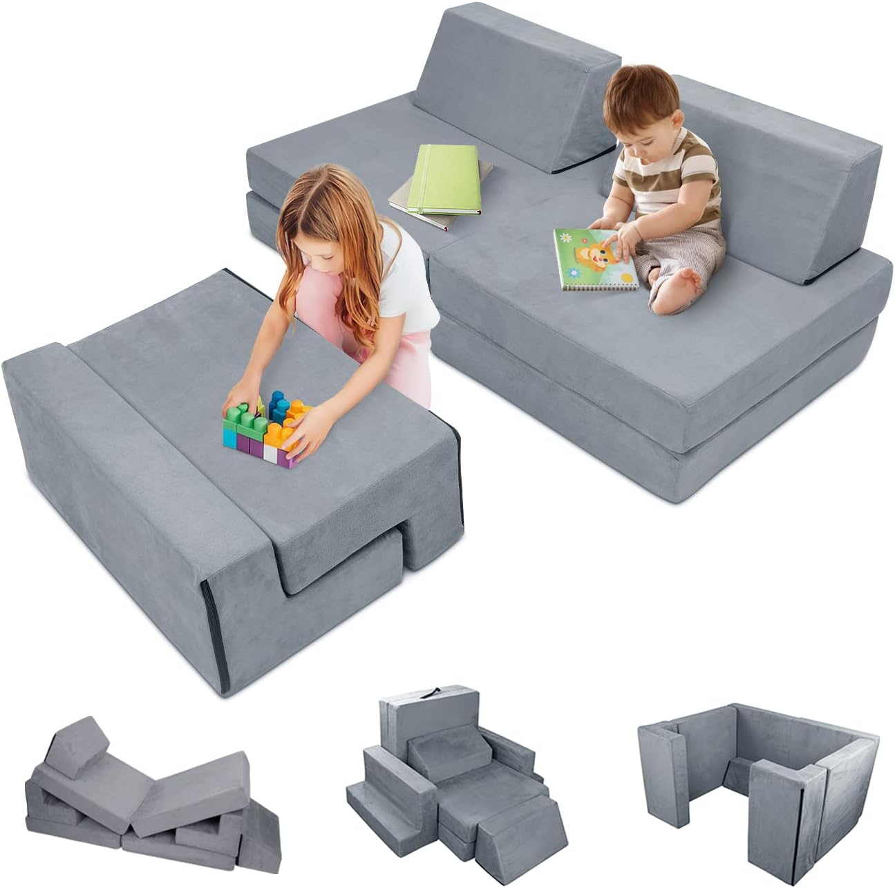 7PCS Kids Play Couch, 2025 Premium Modular Kids Play Couch for Toddler Child
