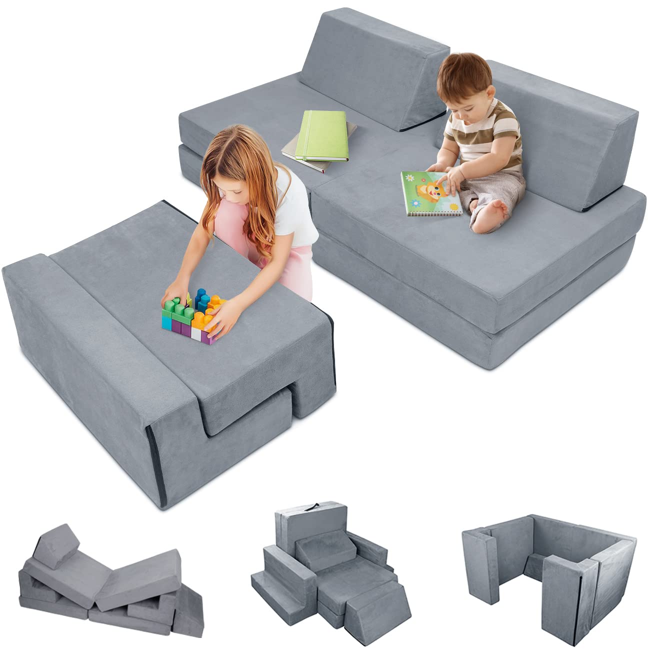 7PCS Kids Play Couch, 2025 Premium Modular Kids Play Couch for Toddler Child
