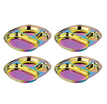 Steel Plates for Kids - Divided Plates for Toddlers