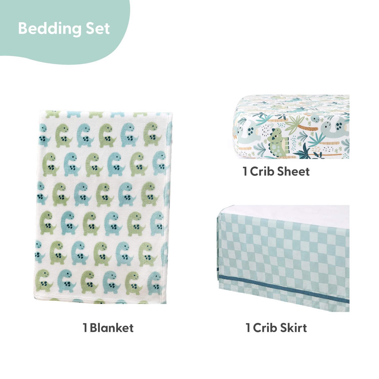 Dinosaur Baby Crib Bedding Set - 3 Piece