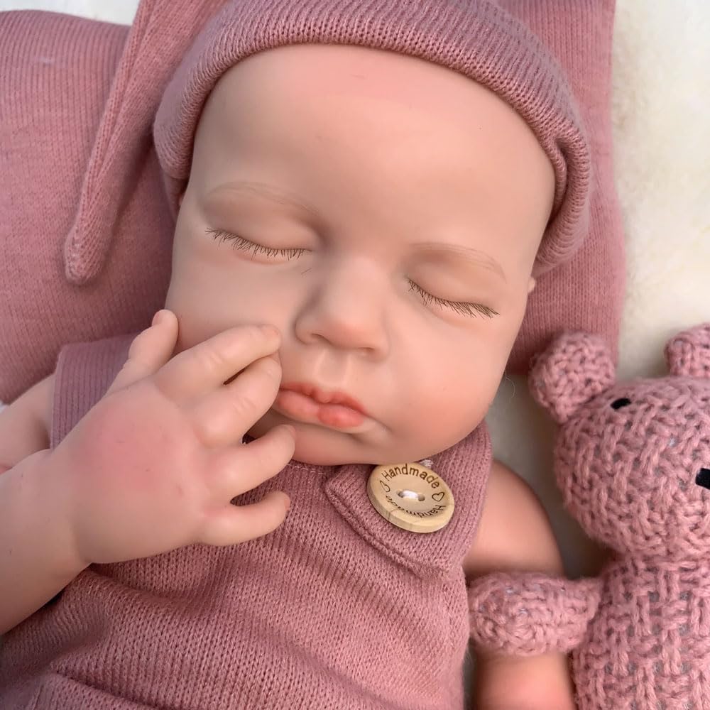 18 inch Lifelike Full Silicone Baby Doll Girl Open Mouth Realistic Reborn Dolls That Look Real