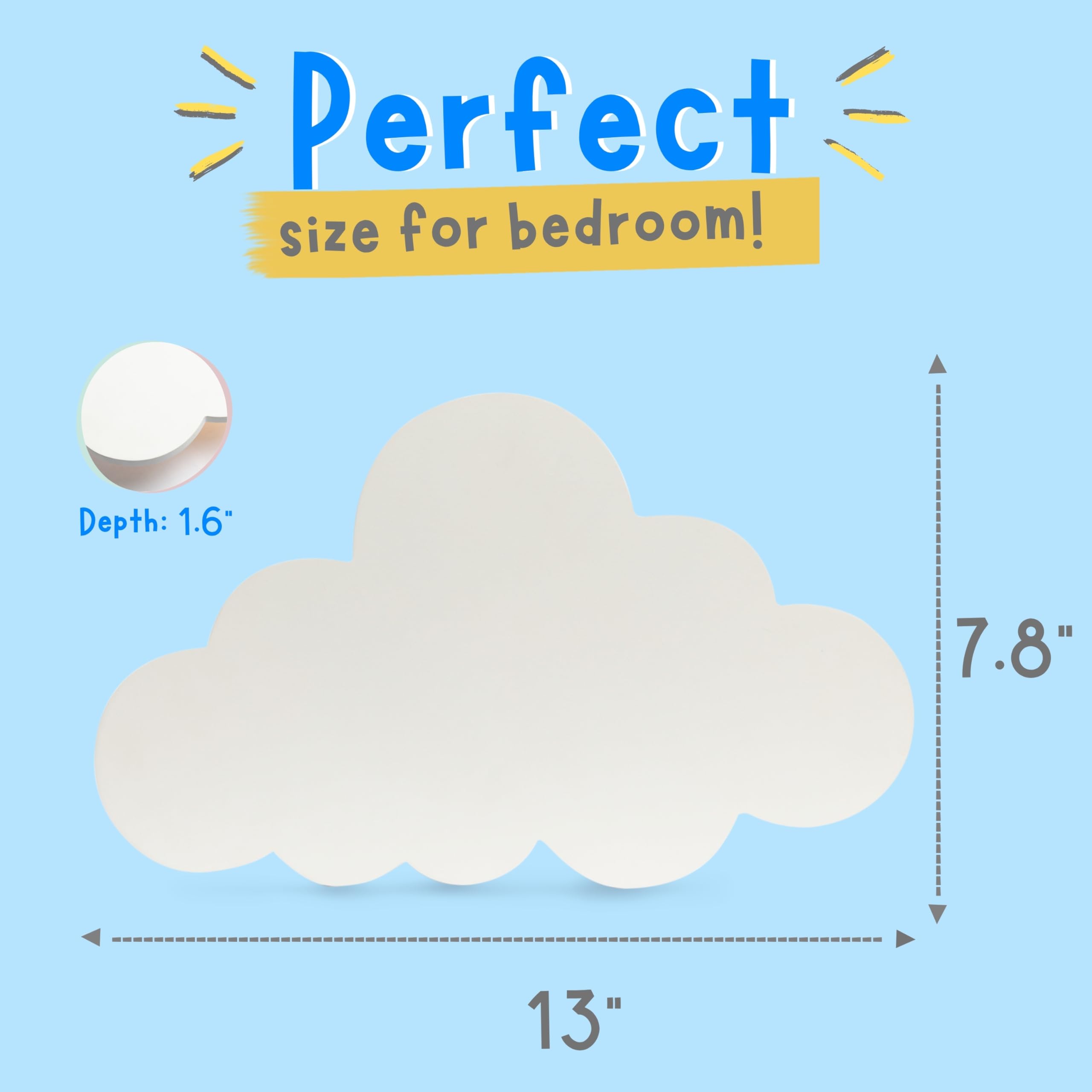 Rechargeable Cloud Night Light with Dimmable LED and Star Decals