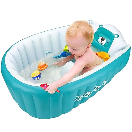 Inflatable Baby Bathtub Infant Anti-Slip Bath Seat Pool with Air Pump Travel Camping