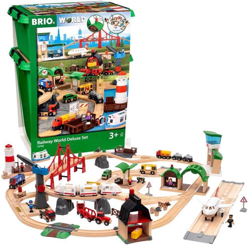 World Railway World Deluxe Set - 106-Piece FSC-Certified Wood and Accessory