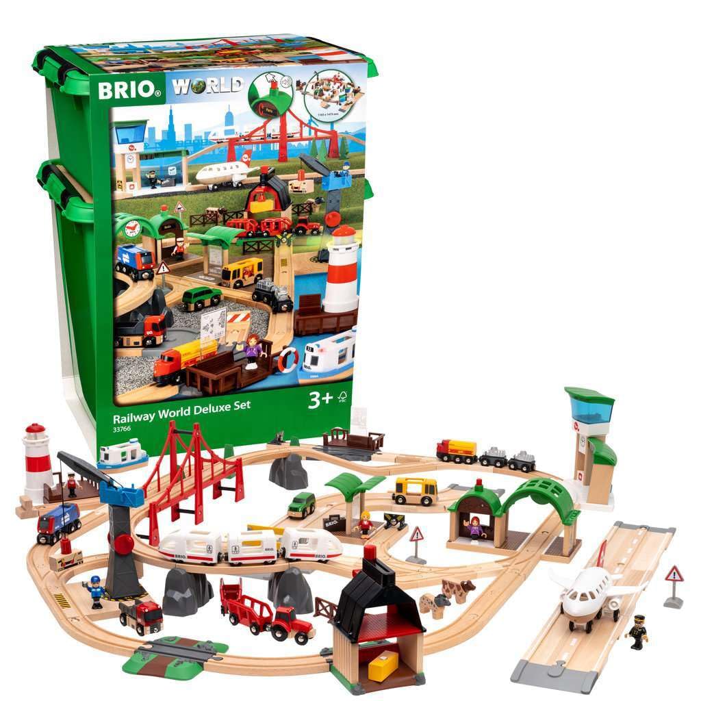 World Railway World Deluxe Set - 106-Piece FSC-Certified Wood and Accessory