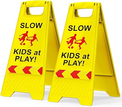 3 Pack Kids at Play Signs with Reflective Tape, Children at Play Safety Signs