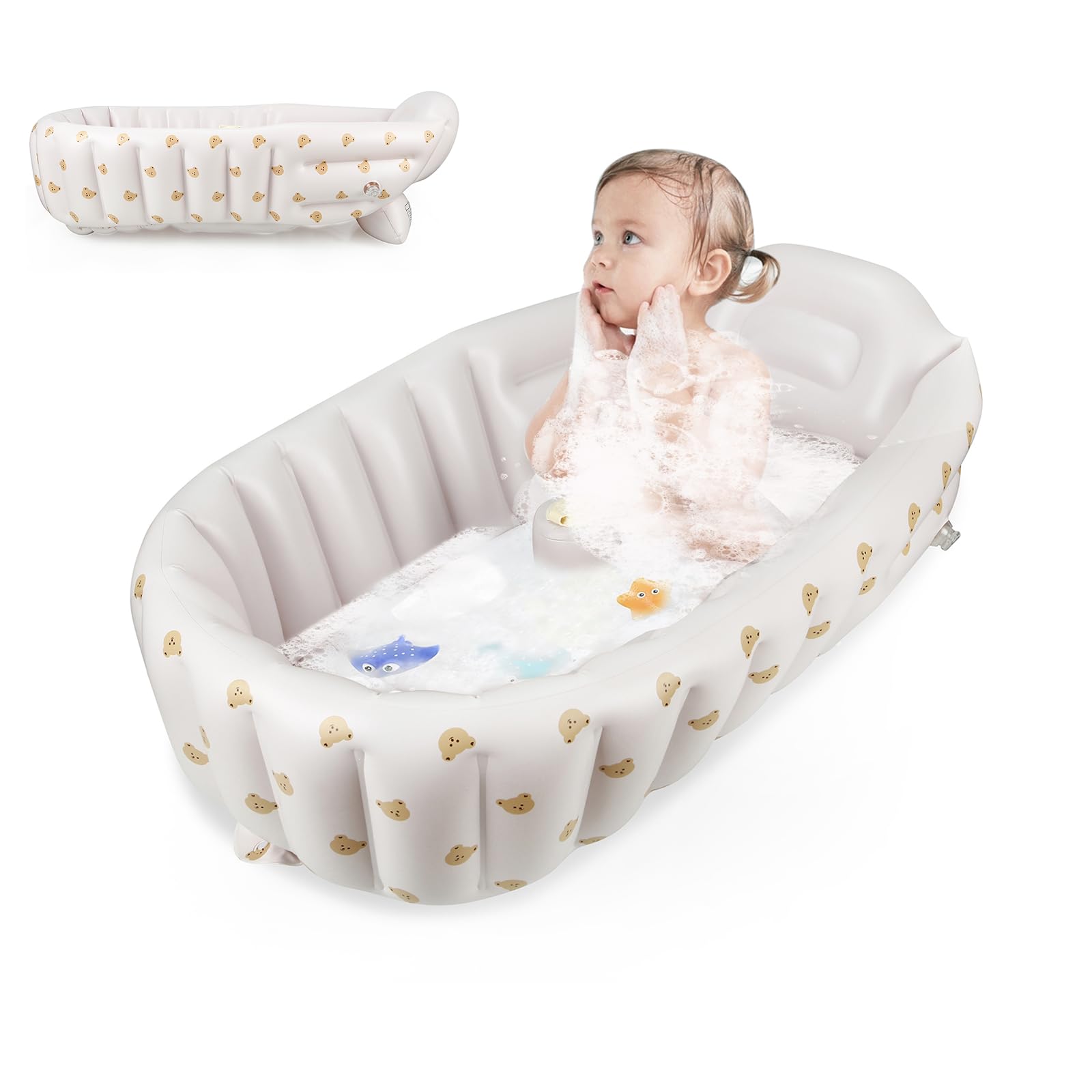 Inflatable Bathtub for Toddlers, Collapsible Portable Bathtub for Kids Travel Baby Bathtub
