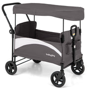 Collapsible Wagon Stroller for 2 Kids & Cargo, Push Pull Double Stroller