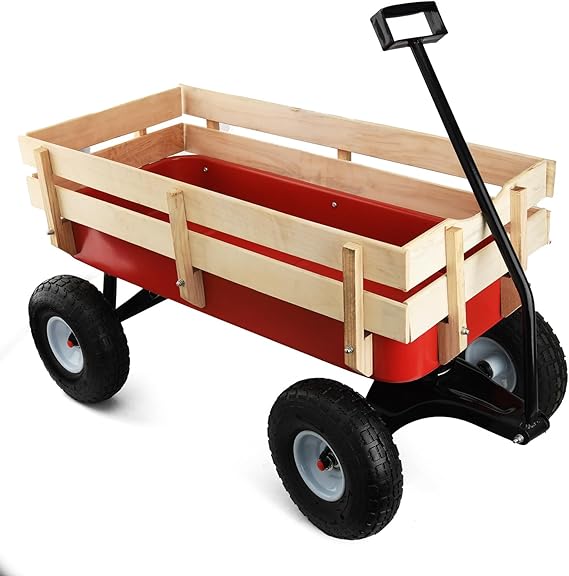 Pull Along Wagon Heavy Duty All-Terrain Cargo Wagon Outdoor Cart