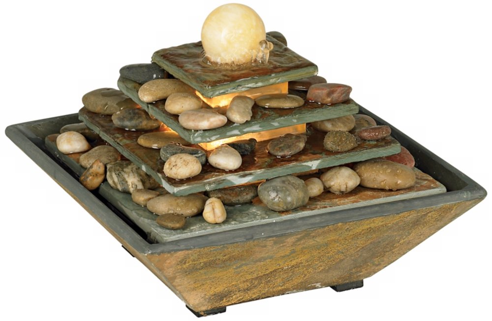 " High Small Zen Modern Indoor Decor Slate Stone Tabletop Fountain