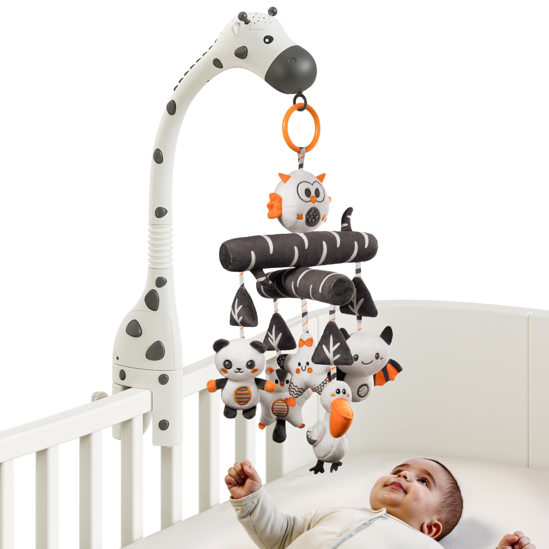 Baby Crib Mobile, Nursery Musical Mobile with Remote Control,Projection Night Light