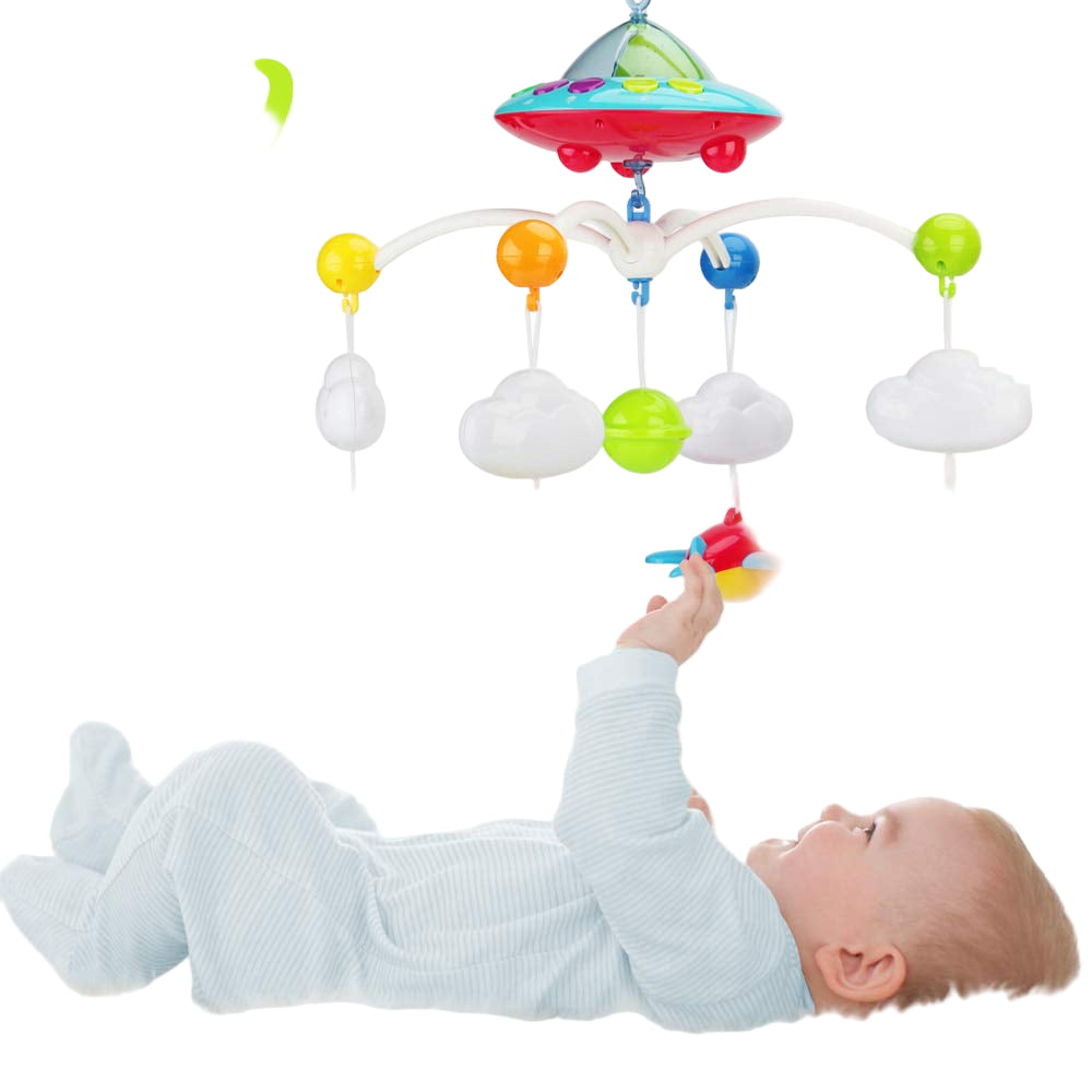 Baby Musical Crib Mobile with Hanging Rotating Toys, Remote Control