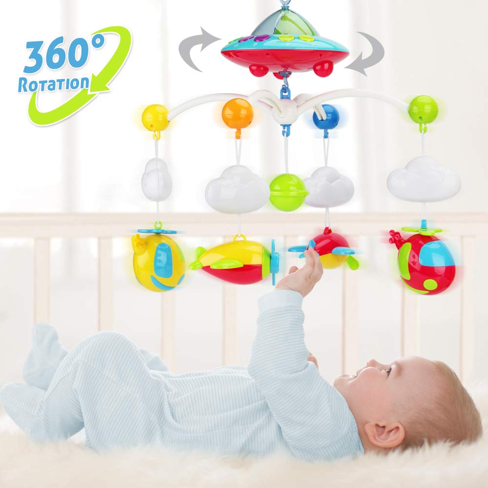 Baby Musical Crib Mobile with Hanging Rotating Toys, Remote Control