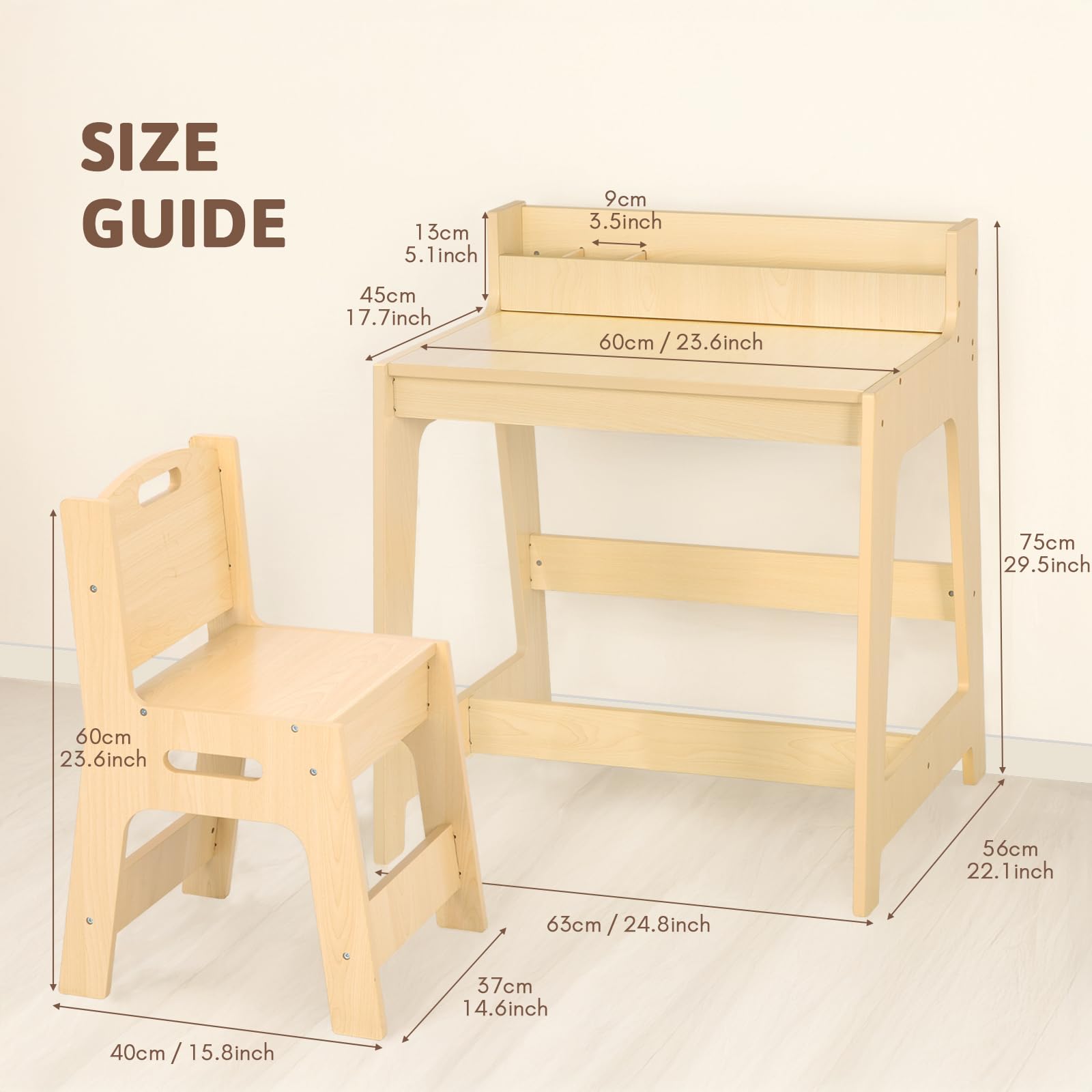 Kids Desk and Chair Set with Storage