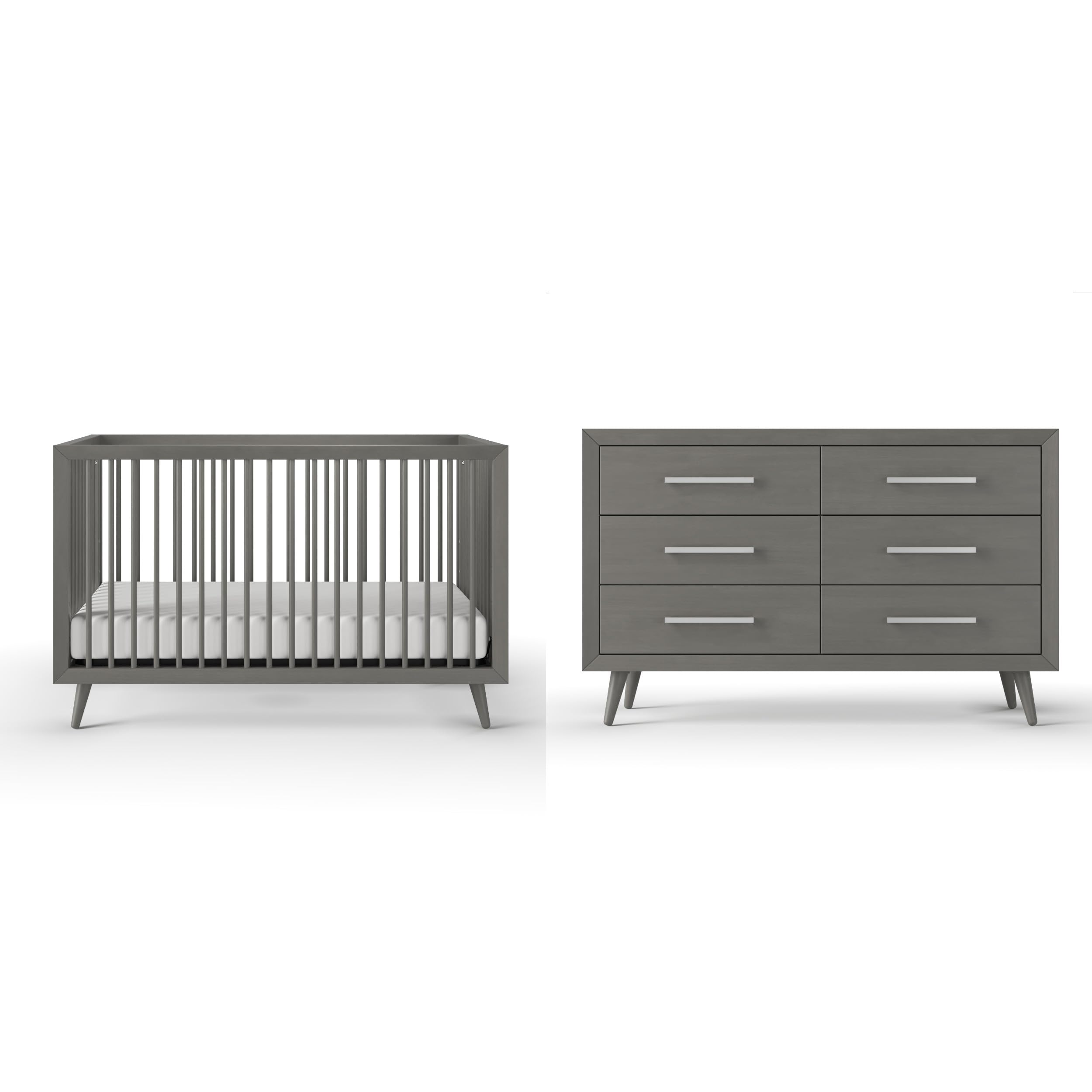 4-in-1 Convertible Crib and Double Dresser Nursery Set