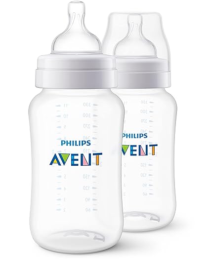 Philips Avent Anti-Colic Baby Bottle with AirFree Vent, 4oz, with Flow 1 Nipples