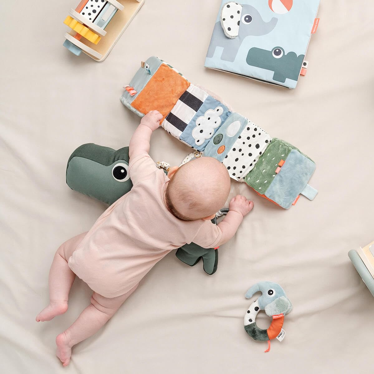 Croco Tummy Time Activity Toy and Deer Friends Fold-Out Sensory Cube - Sensory Play
