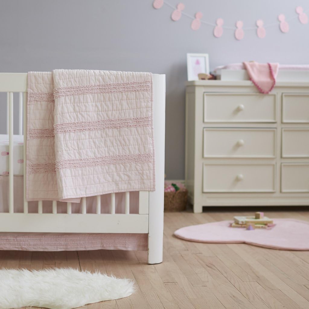 Hello Spud - Crib Skirt Petite Ruffle Pink - Cotton - 15 Inch Drop