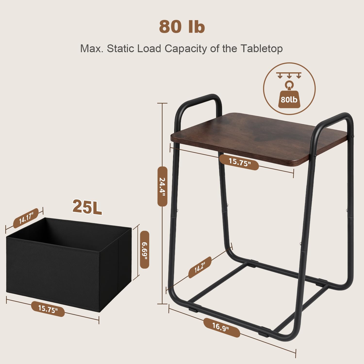 Metal Frame Nightstand with Storage Drawer