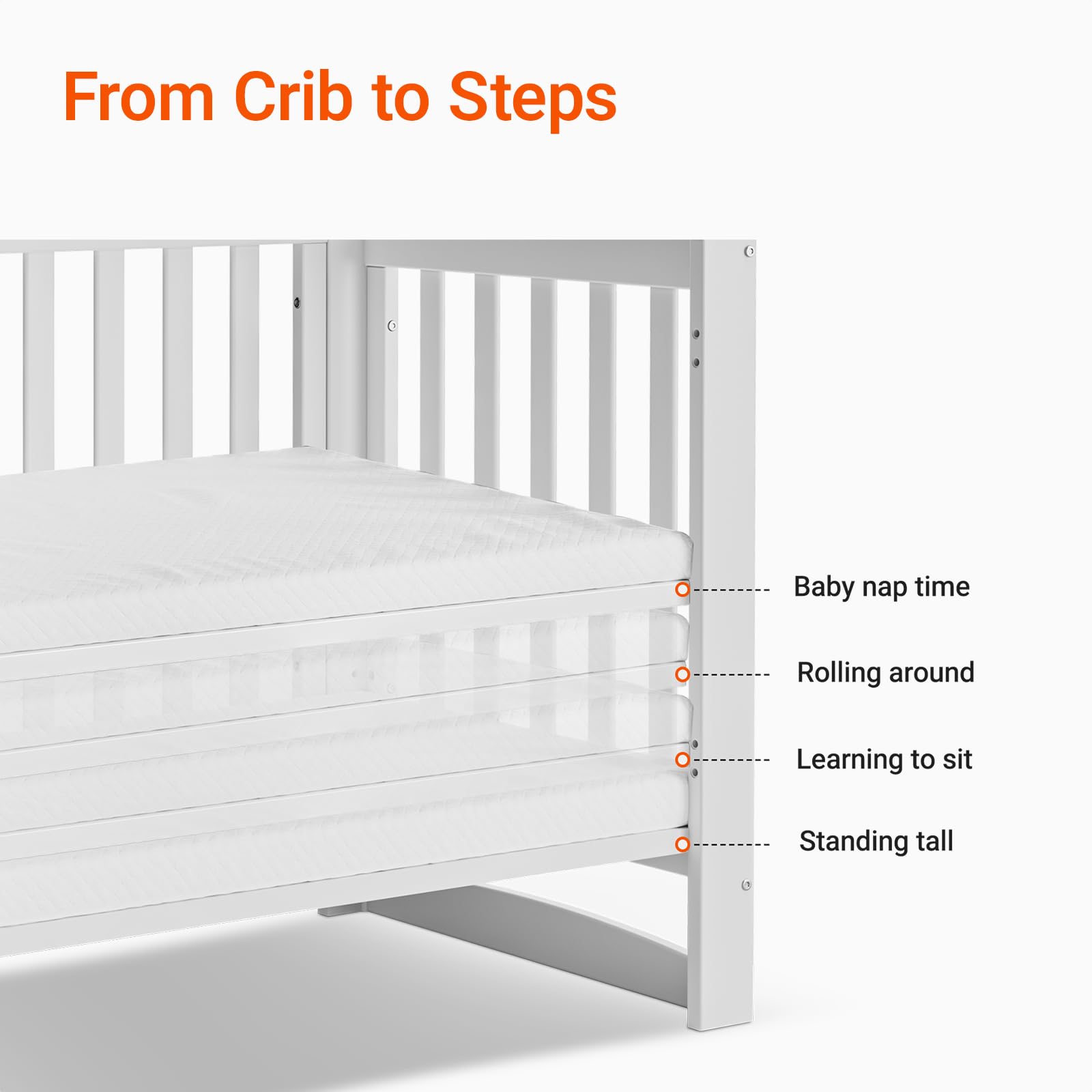6-in-1 Convertible Baby Crib with Wheels