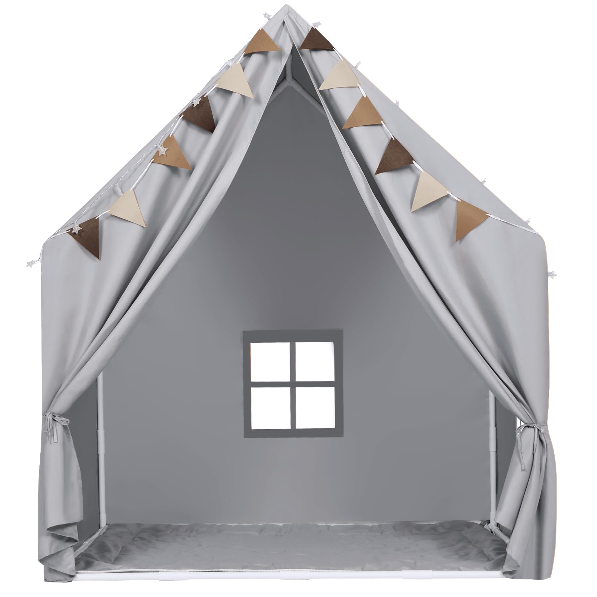Kids Play Tent with Padded Mat & Star LED Lights for Ages 4-8-10 Year Old Girls Boys