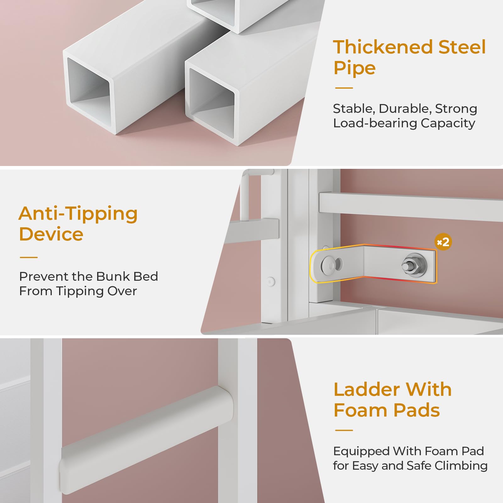 Twin Over Twin Bunk Bed with Storage Drawers and LED Lights