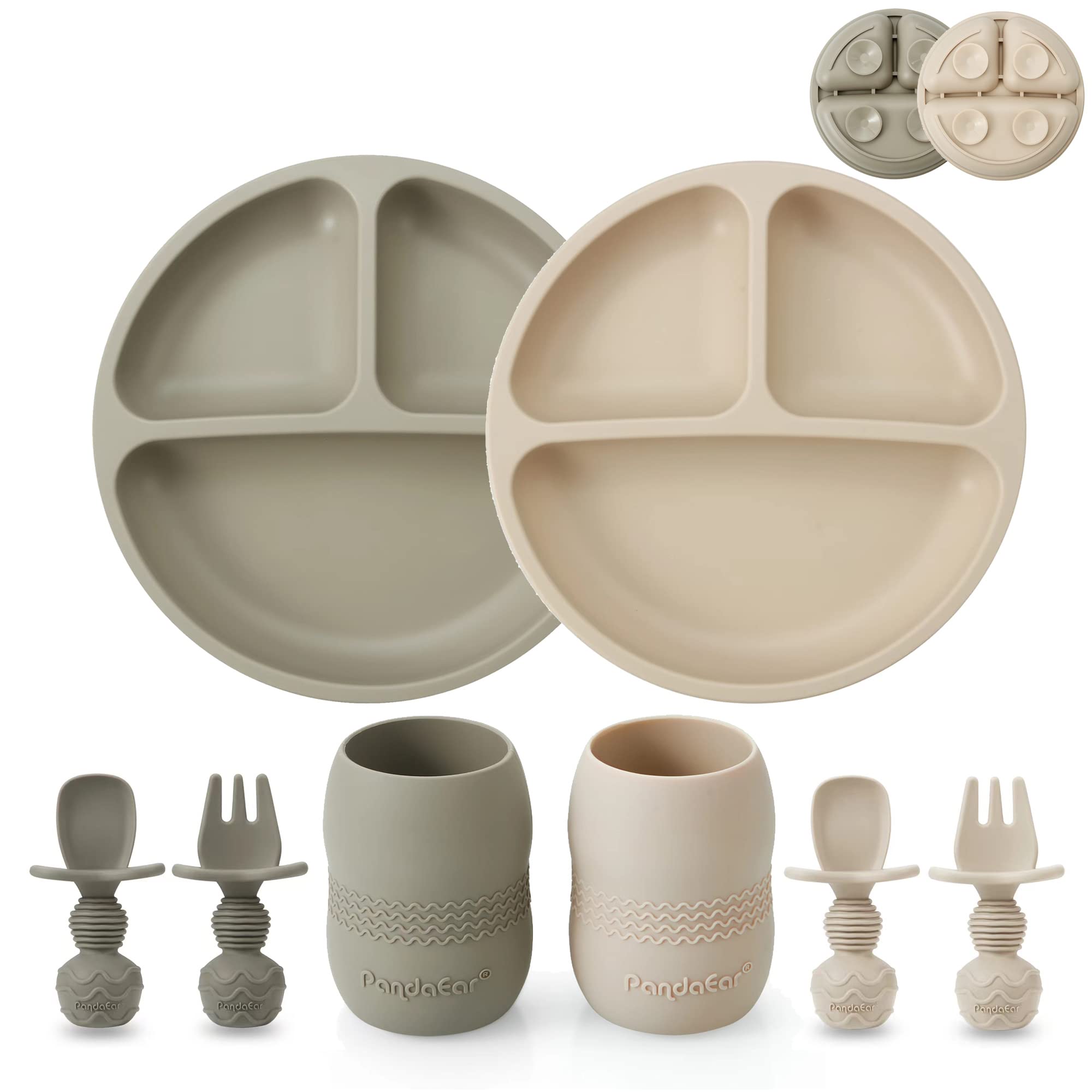 Silicone Baby Feeding Set| 2 Pack Silicone Divided Suction Plate and 2 Pack