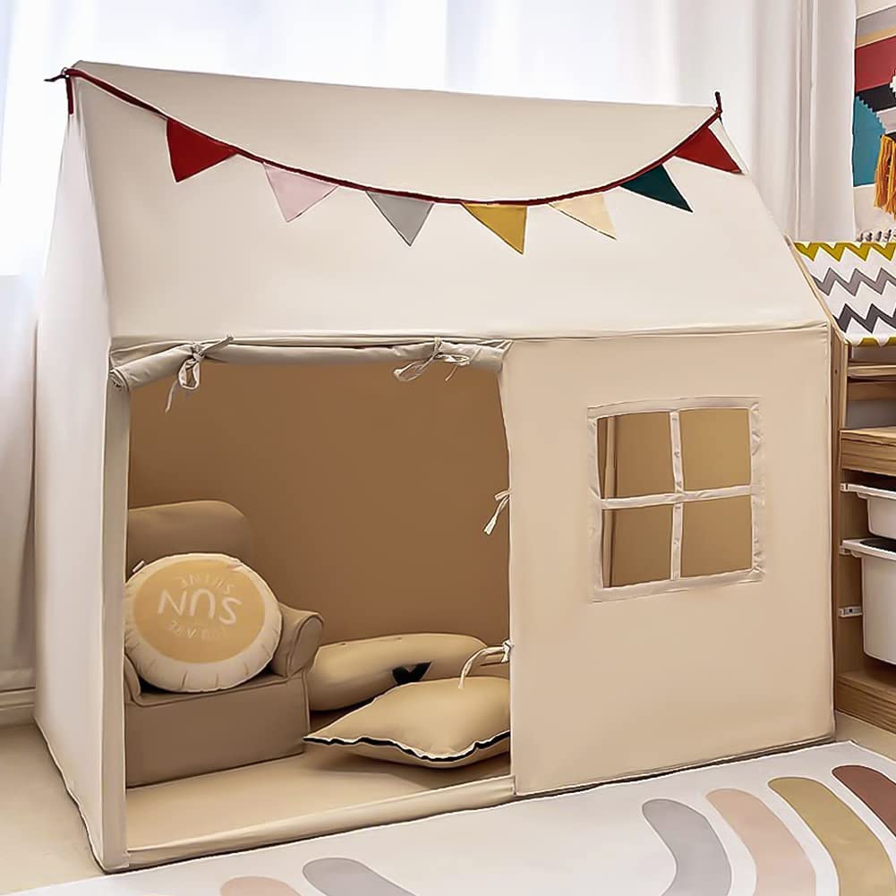 Kids Indoor Play Tent Playhouse with Pennant Banners