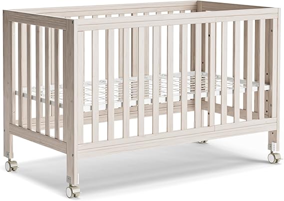 EvoNest Baby Crib, 11 in 1 Convertible Mini Crib with Wheel