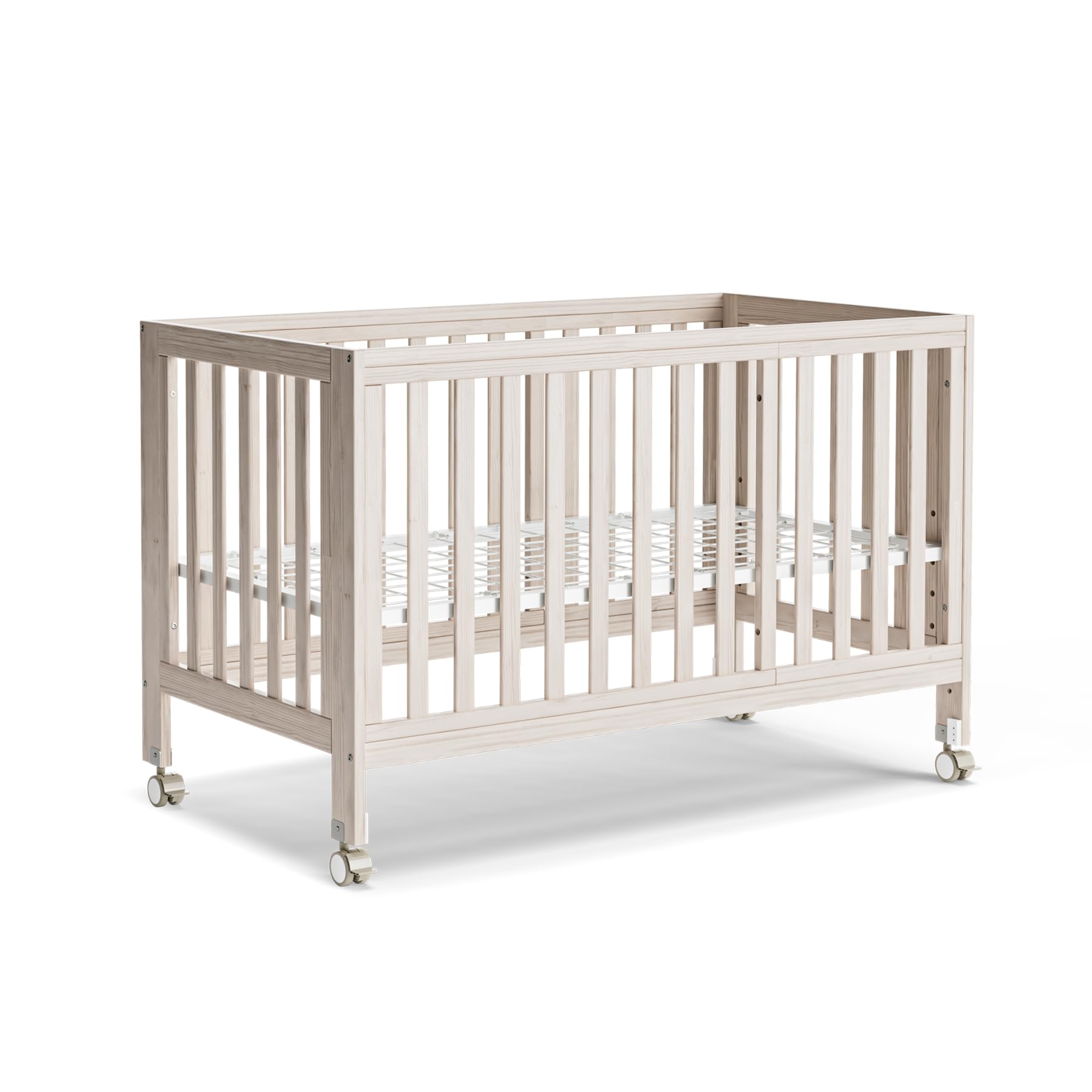 Baby Crib, 11 in 1 Convertible Mini Crib with Wheels, 100% New Zealand