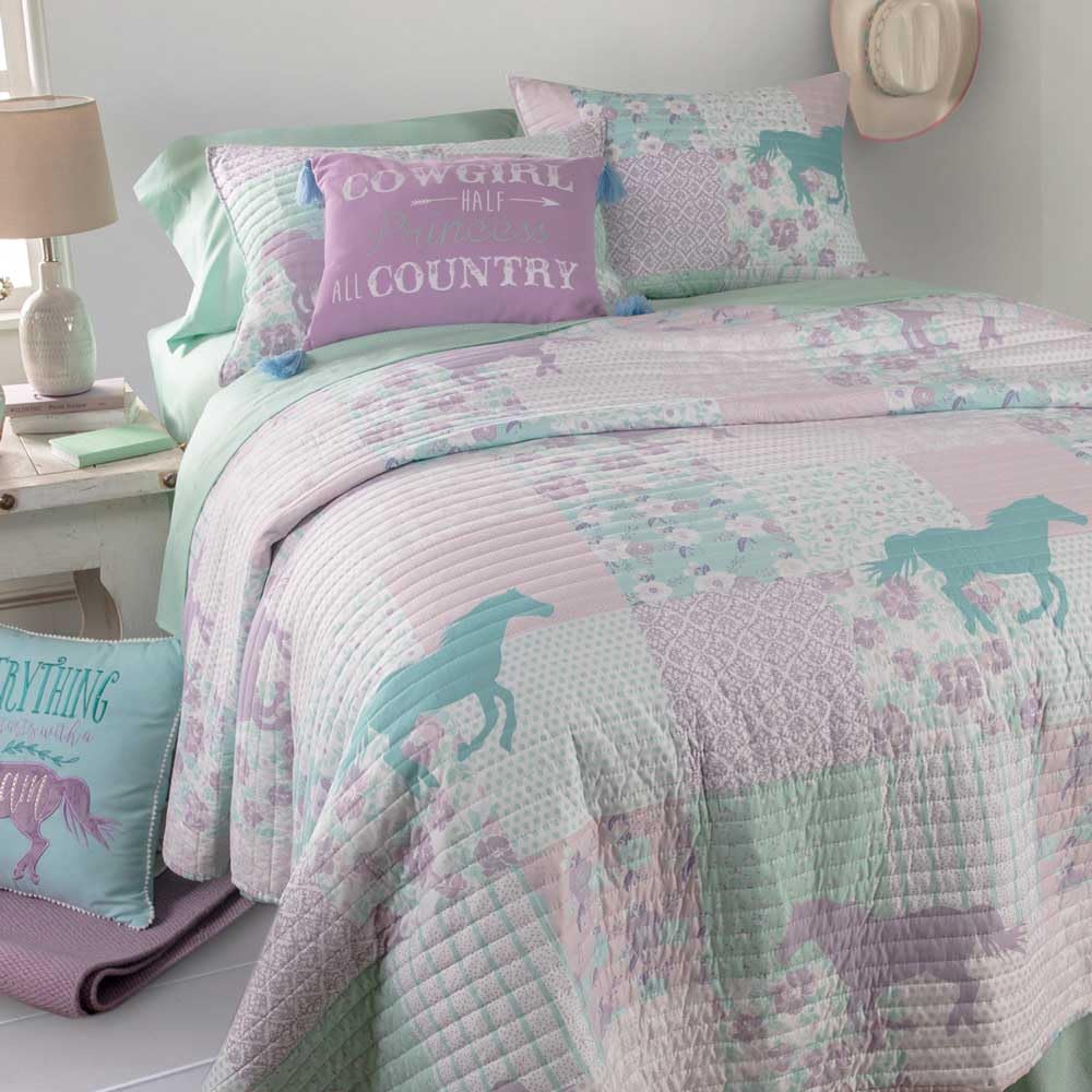 Cowgirl Princess Pony Patchwork Bedding Set Queen