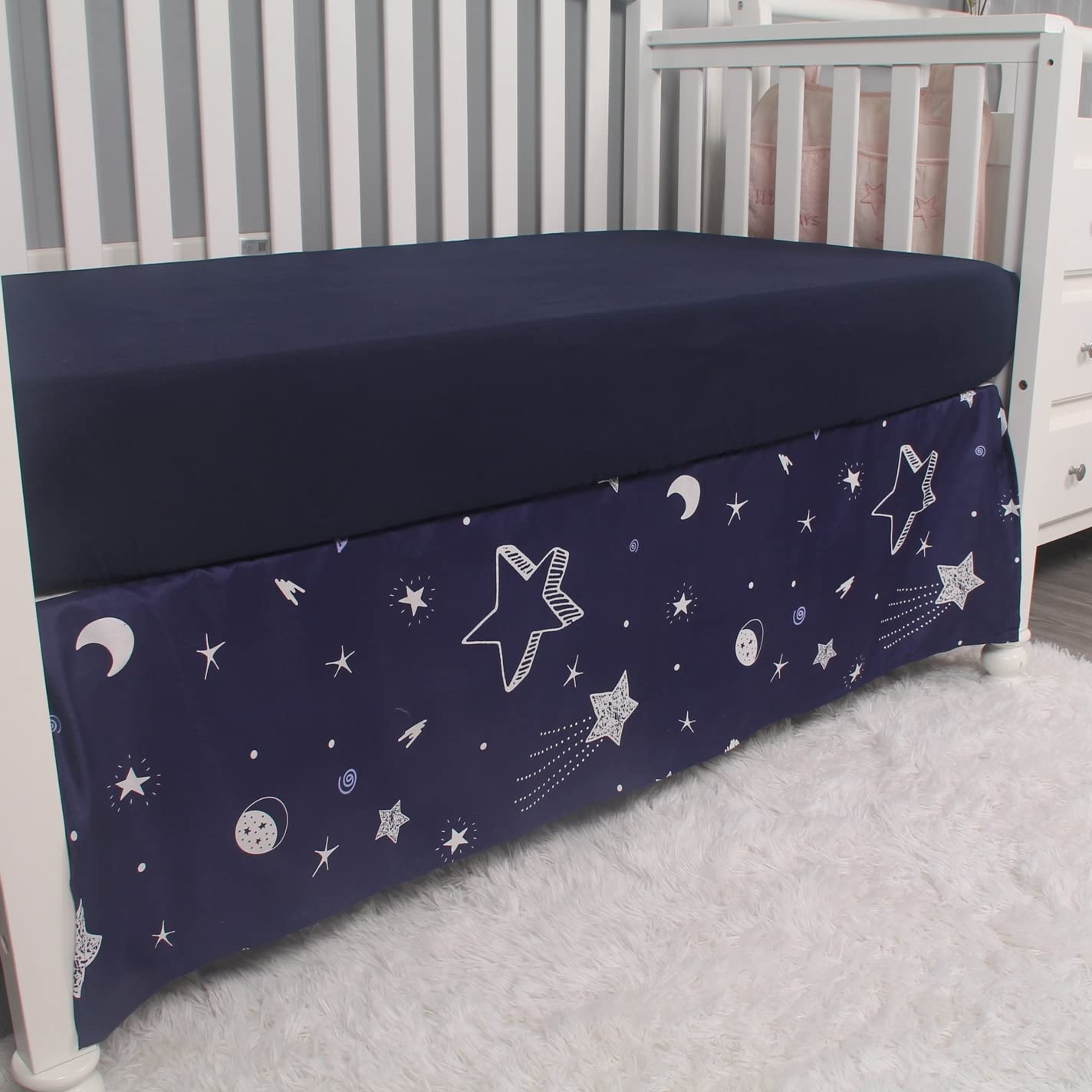 3 Piece Crib Bedding Set with Comforter Sheet and Skirt